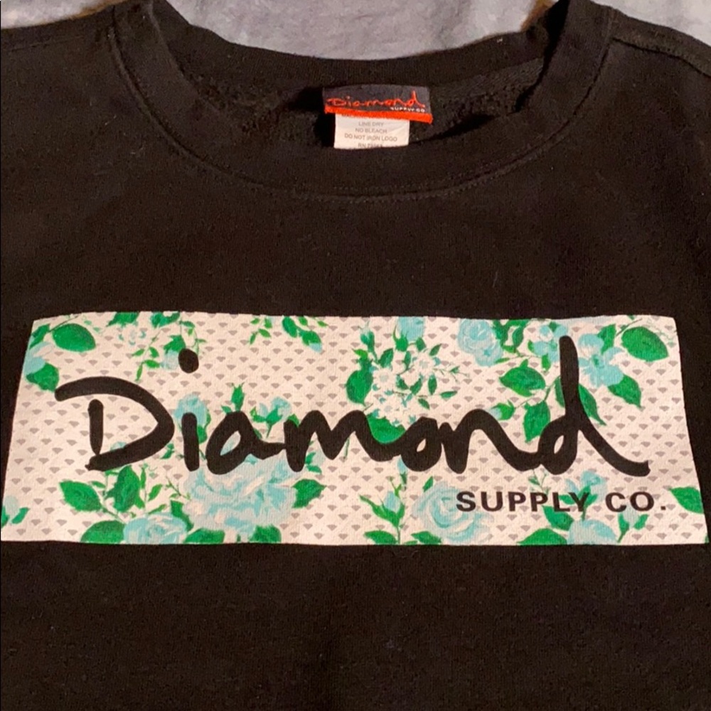 Diamond Supply Co. Pullover Graphic Distressed Sweatshirt, size S